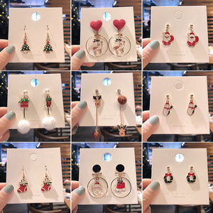 Santa Claus Christmas Hallowe Earrings Snowman Deer Bell  Ear Jewelry Accessories Lovely Xmas Gifts Hallowe for Women Girls