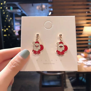 Santa Claus Christmas Hallowe Earrings Snowman Deer Bell  Ear Jewelry Accessories Lovely Xmas Gifts Hallowe for Women Girls