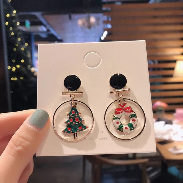 Santa Claus Christmas Hallowe Earrings Snowman Deer Bell  Ear Jewelry Accessories Lovely Xmas Gifts Hallowe for Women Girls