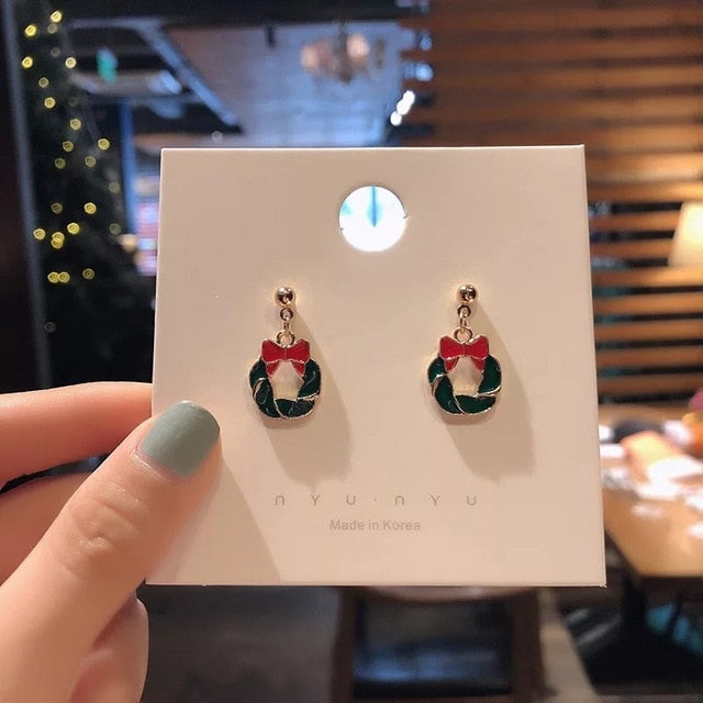 Santa Claus Christmas Hallowe Earrings Snowman Deer Bell  Ear Jewelry Accessories Lovely Xmas Gifts Hallowe for Women Girls