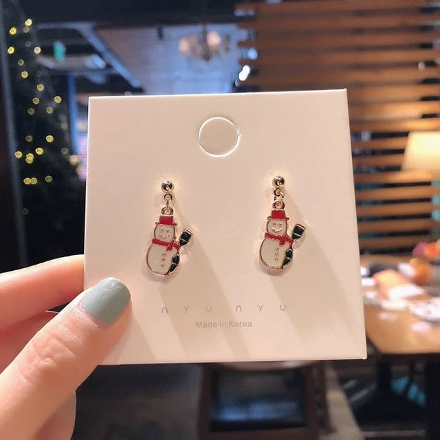 Santa Claus Christmas Hallowe Earrings Snowman Deer Bell  Ear Jewelry Accessories Lovely Xmas Gifts Hallowe for Women Girls