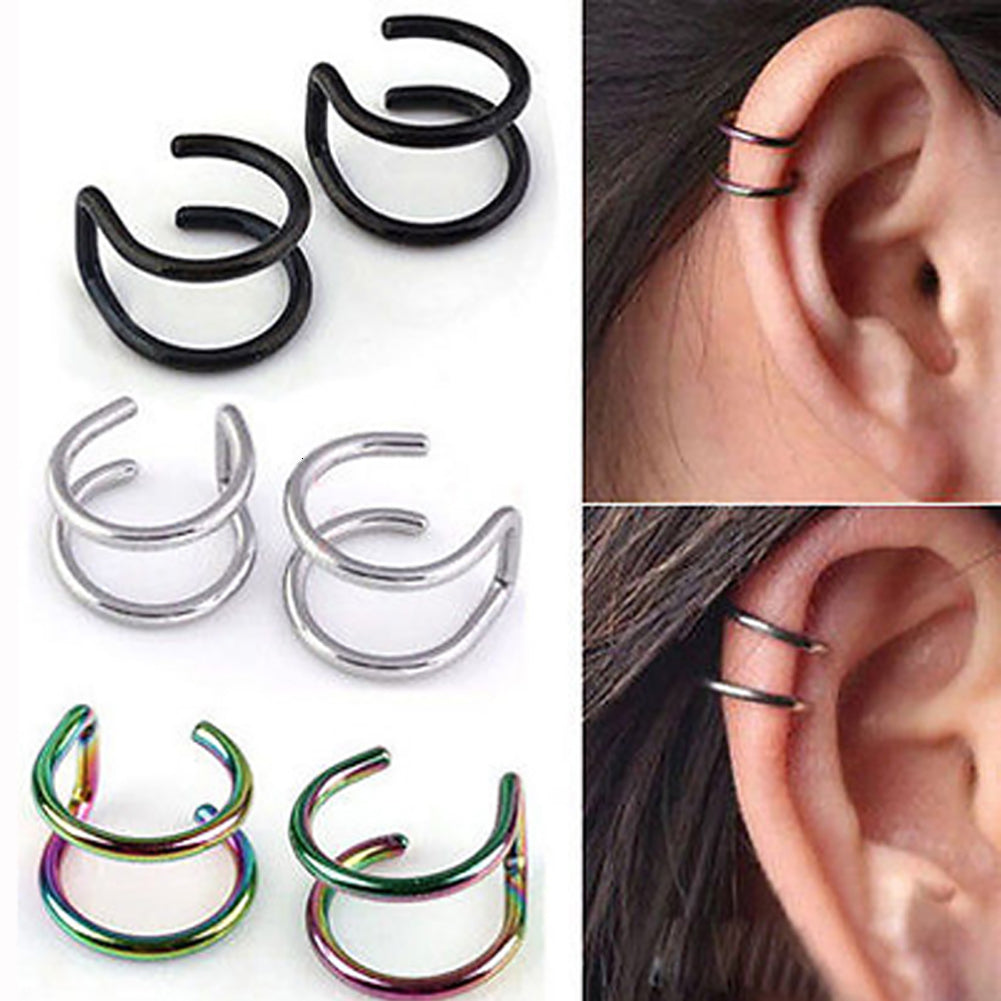 1PCS Fake Piercing Earring Jewelry Clip On Wrap Tragus Stainless Steel Rings Ear Cuff Clip Nose Ring Body Bijoux