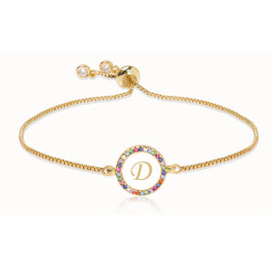 Adjustable Rainbow Zircon 26 Letter Bracelet for Women shell Cz initial Bracelet Femme Snake Chain Jewelry Christmas gifts