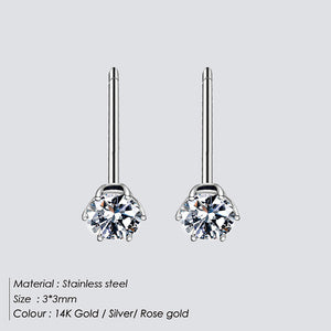 eManco 316L Stainless Steel Pin Earrings Classic CZ Stud Earrings for women Minimalist Luxury Earrings Stud Fashion Jewelry