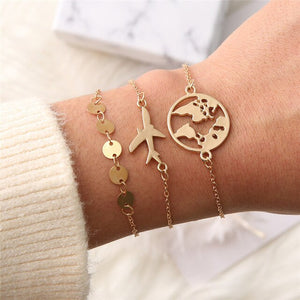 2Pcs Female Gold Bracelet Personality Hollow Lotus Flower Bracelets Christmas Gift Heart Bracelet For Women Bracelets