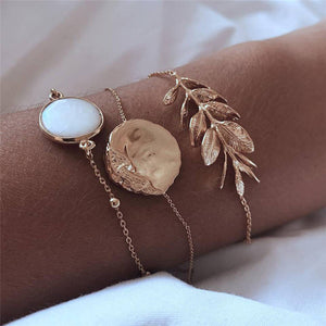 2Pcs Female Gold Bracelet Personality Hollow Lotus Flower Bracelets Christmas Gift Heart Bracelet For Women Bracelets