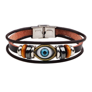 Men's casual fashion bracelet jewelry gifts evil eye men's accessories buckle bracelet personalized leather bracelet 2019 new