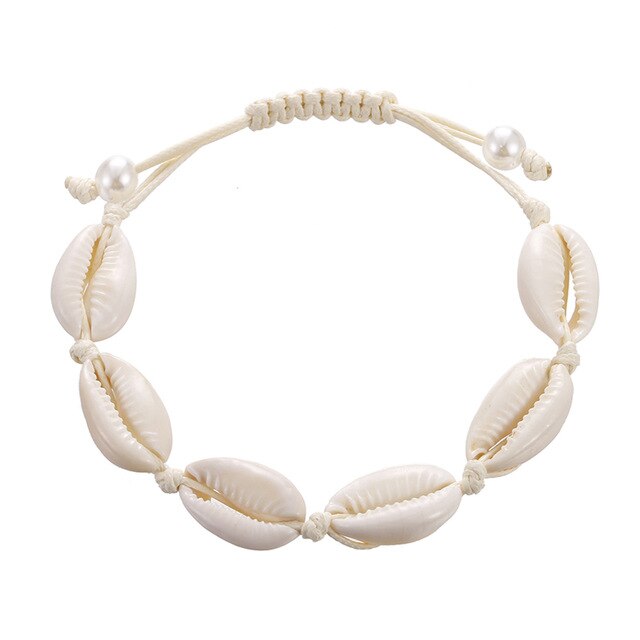 Hot Handmade Natural Shell Bracelet Gold Sliver Conch Beaded Hand Knit Bracelet for Women Beach Jewelry Bohemian Bracelet Bangle