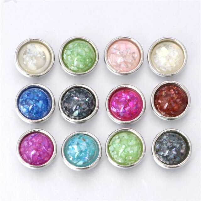 10pcs/lot Mixed Color 12MM Random Resin Snap Button For Women Fit 12mm Snap Bracelet Bangle Earrings Necklaces