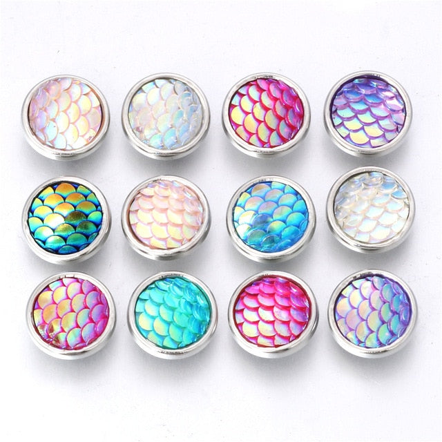 10pcs/lot Mixed Color 12MM Random Resin Snap Button For Women Fit 12mm Snap Bracelet Bangle Earrings Necklaces