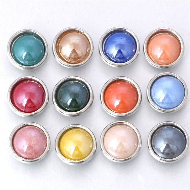 10pcs/lot Mixed Color 12MM Random Resin Snap Button For Women Fit 12mm Snap Bracelet Bangle Earrings Necklaces