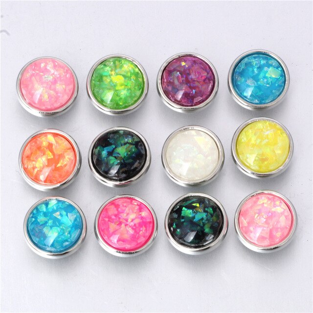 10pcs/lot Mixed Color 12MM Random Resin Snap Button For Women Fit 12mm Snap Bracelet Bangle Earrings Necklaces