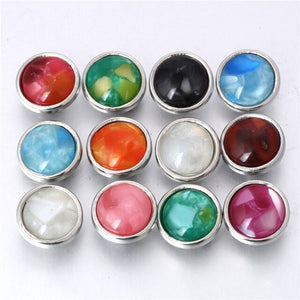 10pcs/lot Mixed Color 12MM Random Resin Snap Button For Women Fit 12mm Snap Bracelet Bangle Earrings Necklaces