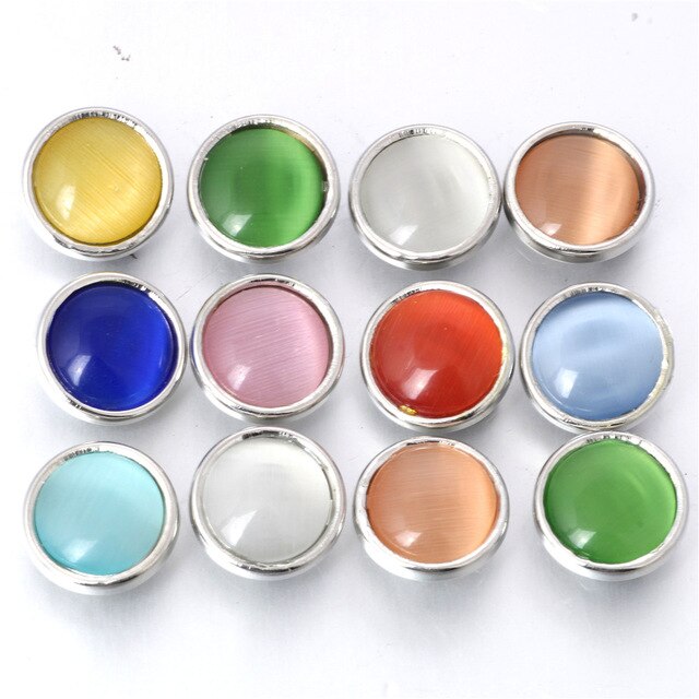 10pcs/lot Mixed Color 12MM Random Resin Snap Button For Women Fit 12mm Snap Bracelet Bangle Earrings Necklaces