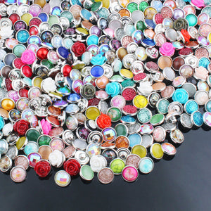 10pcs/lot Mixed Color 12MM Random Resin Snap Button For Women Fit 12mm Snap Bracelet Bangle Earrings Necklaces