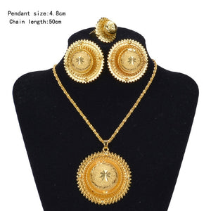 Shamty Hot Ethiopian Bridal Jewelry Sets African Nigeria Sudan Eritrea Kenya Pure Gold Color Habasha Style Wedding Sets D30019