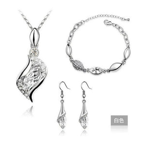 Dama Sales MODA Elegant Luxury Design New Fashion Gold Filled Colorful Austrian Crystal Drop Jewelry Sets Women Gift