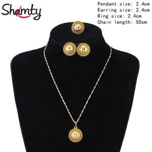 Shamty Hot Ethiopian Bridal Jewelry Sets African Nigeria Sudan Eritrea Kenya Pure Gold Color Habasha Style Wedding Sets D30019