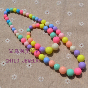 New Style Cute Girl's Gifts Cartoon Children Lovely Jewelry sets Mix Color Acrylic Beads Flower Necklace And Bracelet