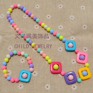 New Style Cute Girl's Gifts Cartoon Children Lovely Jewelry sets Mix Color Acrylic Beads Flower Necklace And Bracelet