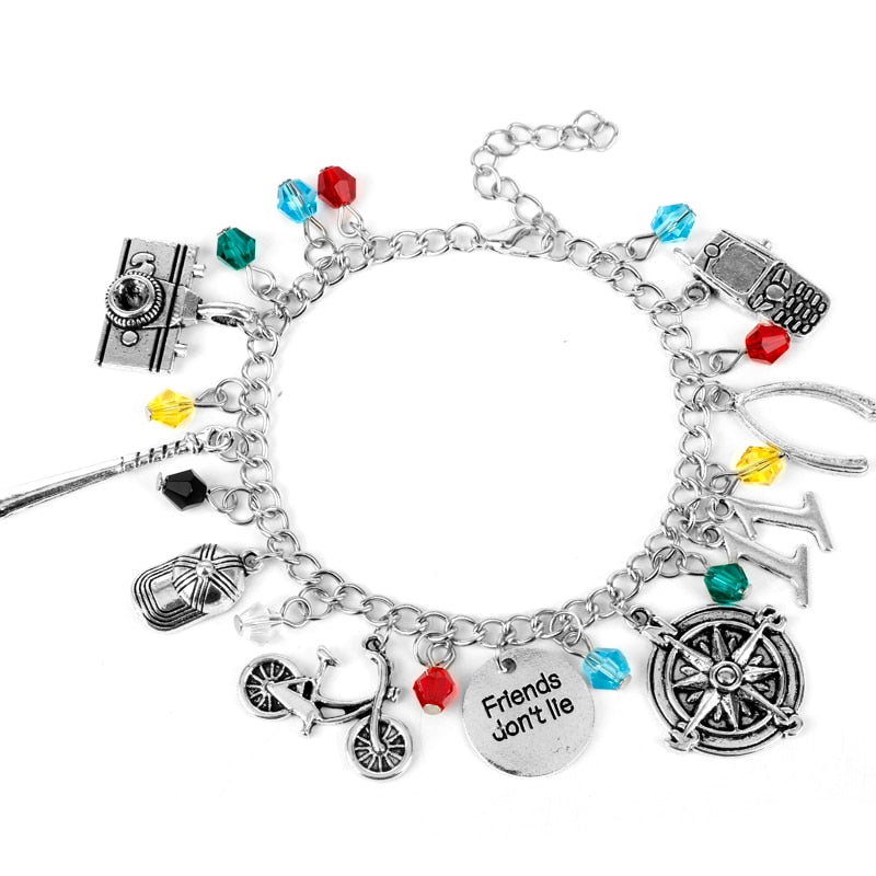 MQCHUN Women Charm Bracelet Stranger Thing Camera Motorcycle Phone Bracelet Bangle Vintage Friends Don't Lie Wristband Jewelry