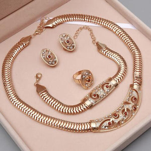 Dubai Gold Jewelry Sets Nigerian Wedding African Beads Crystal Bridal Jewellery Set Rhinestone Ethiopian Jewelry parure