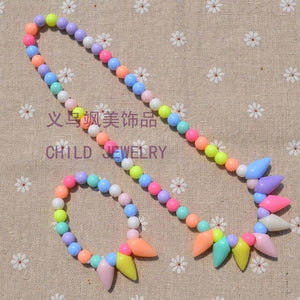 New Style Cute Girl's Gifts Cartoon Children Lovely Jewelry sets Mix Color Acrylic Beads Flower Necklace And Bracelet