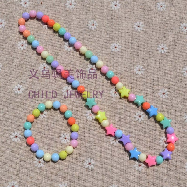 New Style Cute Girl's Gifts Cartoon Children Lovely Jewelry sets Mix Color Acrylic Beads Flower Necklace And Bracelet