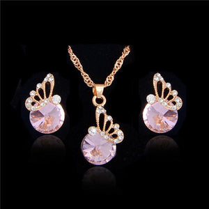 MISANANRYNE Jewelry Sets For Women Colorful Austrian Crystal Butterfly Pendant Necklace Earrings Wedding Jewelry sets