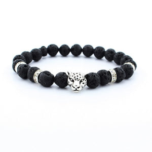 DUOVEI Weathering Stone Leopard Head Beaded Bracelet For Men 2018 New Fashion Natural Stone Tiger Eye Onyx Lava Beads Bracelets