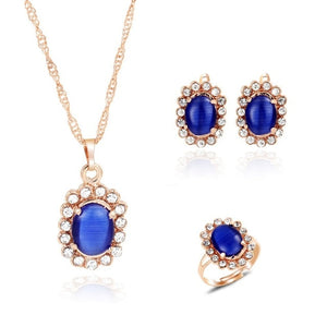 High Quality Elegant Gold Color Austrian Crystal Pendants Necklaces Earrings Bridal Jewelry Sets For Women