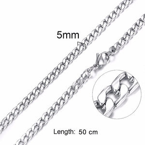 Silver Gold Filled Solid Necklace Curb Chains Link Men Choker Stainless Steel Male Female Accessories Fashion