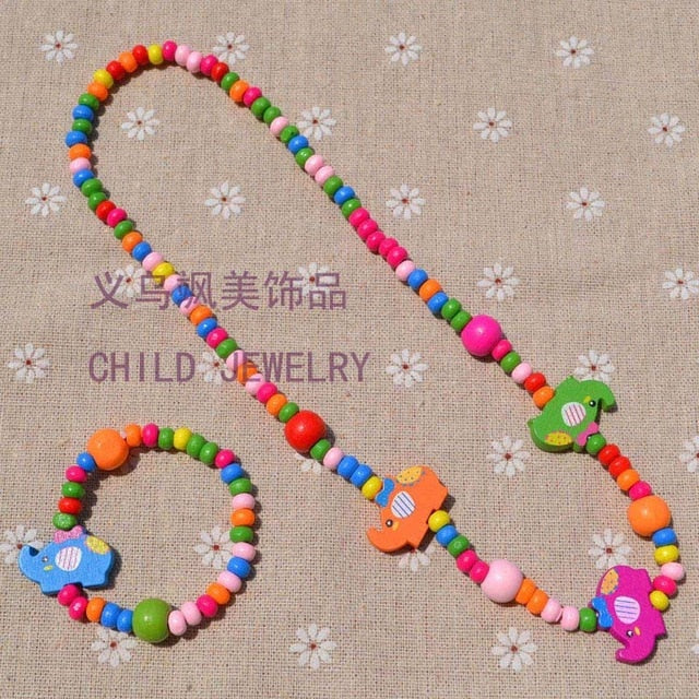 New Style Cute Girl's Gifts Cartoon Children Lovely Jewelry sets Mix Color Acrylic Beads Flower Necklace And Bracelet