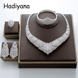 Hadiyana Gorgeous Micro Inlay Full Small CZ Flower Jewelry Set Round Cubic Zirconia Women Wedding Jewelry Sets For Brides TZ8027