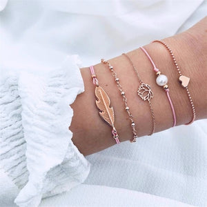 Ailend Bracelet Set Europe and America Rubble Tassel Round Stone Fashion Trend Wind Bracelet Fashion Jewelry Women's Gifts