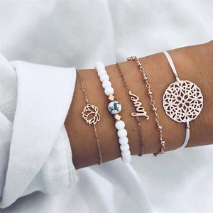 Ailend Bracelet Set Europe and America Rubble Tassel Round Stone Fashion Trend Wind Bracelet Fashion Jewelry Women's Gifts