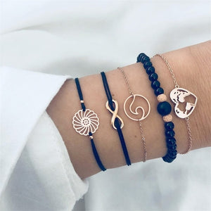 Ailend Bracelet Set Europe and America Rubble Tassel Round Stone Fashion Trend Wind Bracelet Fashion Jewelry Women's Gifts