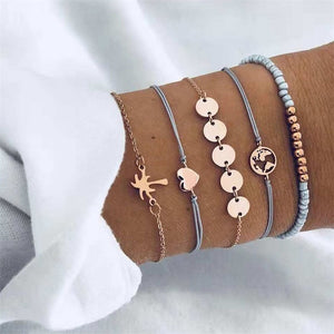 Ailend Bracelet Set Europe and America Rubble Tassel Round Stone Fashion Trend Wind Bracelet Fashion Jewelry Women's Gifts