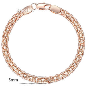 5mm Bracelet for Women Girls 585 Rose Gold Bismark Link Chain Bracelet Woman Jewelry Hot Party Jewelry Gifts 18cm 20cm GB422