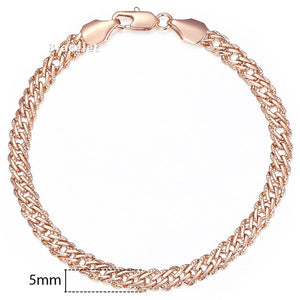 5mm Bracelet for Women Girls 585 Rose Gold Bismark Link Chain Bracelet Woman Jewelry Hot Party Jewelry Gifts 18cm 20cm GB422