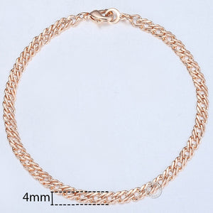 5mm Bracelet for Women Girls 585 Rose Gold Bismark Link Chain Bracelet Woman Jewelry Hot Party Jewelry Gifts 18cm 20cm GB422