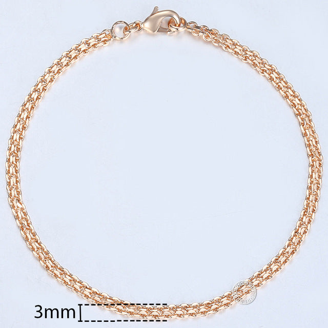 5mm Bracelet for Women Girls 585 Rose Gold Bismark Link Chain Bracelet Woman Jewelry Hot Party Jewelry Gifts 18cm 20cm GB422