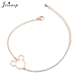 Jisensp Stainless Steel Cute Mickey Pendant Bracelet Charm Jewelry for Women Cartoon Minnie Bracelets Bangles Kid pulseras mujer