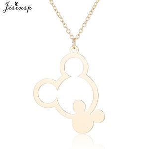 Jisensp Stainless Steel Cute Mickey Pendant Bracelet Charm Jewelry for Women Cartoon Minnie Bracelets Bangles Kid pulseras mujer