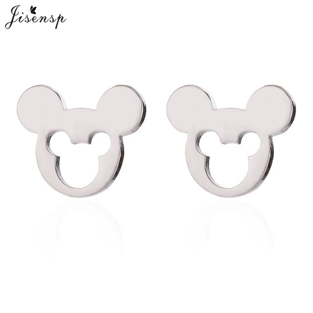 Jisensp Stainless Steel Cute Mickey Pendant Bracelet Charm Jewelry for Women Cartoon Minnie Bracelets Bangles Kid pulseras mujer