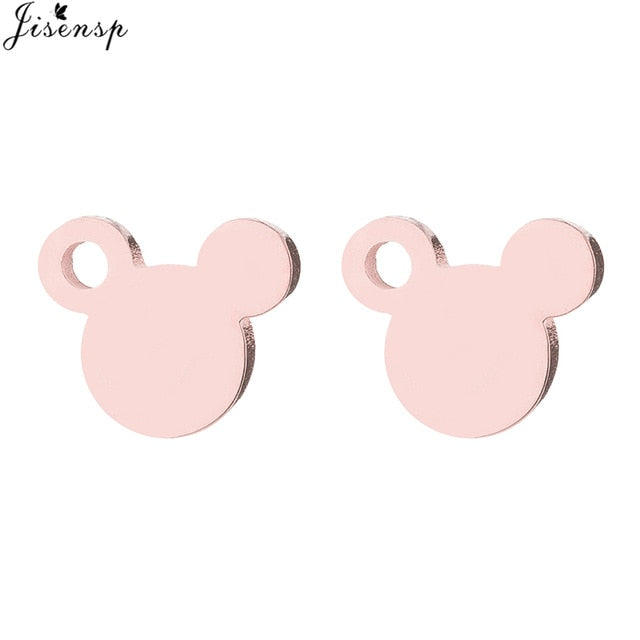 Jisensp Stainless Steel Cute Mickey Pendant Bracelet Charm Jewelry for Women Cartoon Minnie Bracelets Bangles Kid pulseras mujer