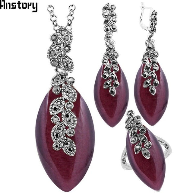 Leaf Shell Jewelry Set Choker Necklace Earrings Rings For Women Stainless Steel Chain Party Gift