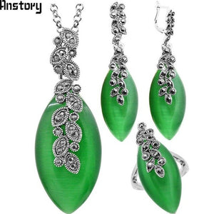 Leaf Shell Jewelry Set Choker Necklace Earrings Rings For Women Stainless Steel Chain Party Gift