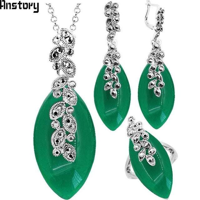 Leaf Shell Jewelry Set Choker Necklace Earrings Rings For Women Stainless Steel Chain Party Gift