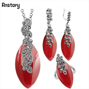 Leaf Shell Jewelry Set Choker Necklace Earrings Rings For Women Stainless Steel Chain Party Gift